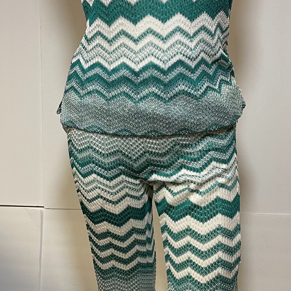 Missoni, 2 pc. knit Tank Top & Cropped Pant,  Green/White, XS to S